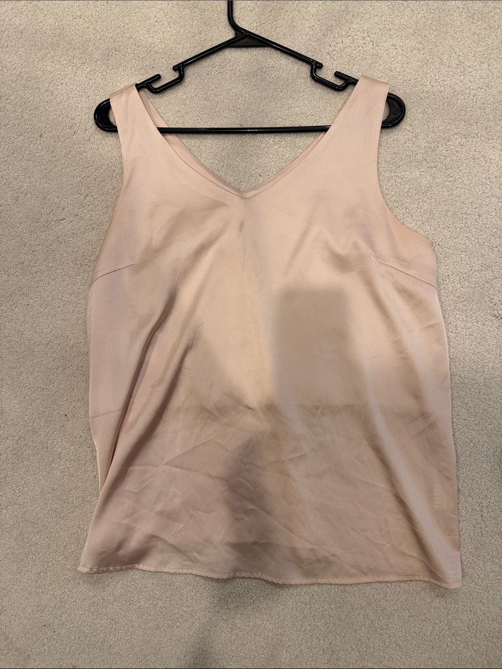 EKOUAER Italian Boutique 🥂 Champagne Blush Pink V-Neck Satin Camisole L